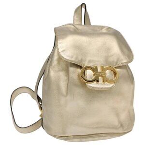 Salvatore Ferragamo Gancini Backpack Leather Gold